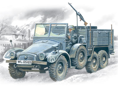 Сборная модель ICM 72451 Krupp L2H143 Kfz.70 немецкий легкий армейский грузовик, 1/72