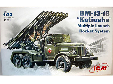 Сборная модель ICM 72571 БМ-13-16 установка залпового огня «Катюша» на базе Зил-157, 1/72