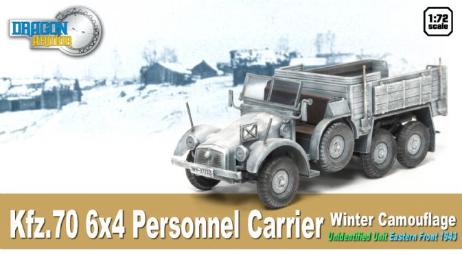 Сборная модель Dragon 60501 Автомобиль Kfz.70 6x4 Personnel Carrier Зимний камуфляж (Восточный фронт 1943), 1/72