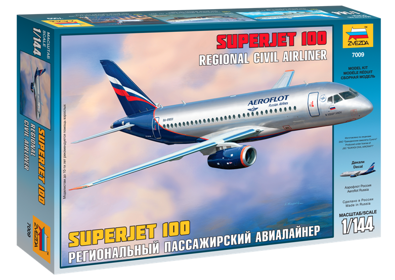 Сборная модель Звезда 7009 Региональный пассажирский авиалайнер Superjet 100, 1/144