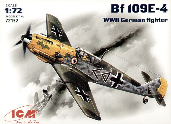 Сборная модель ICM 72132 Messerschmitt Bf 109E-4 немецкий истребитель, 1/72