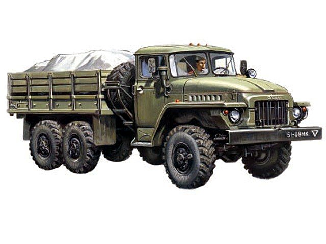 Сборная модель ICM 72711 Урал-375Д армейский грузовик, 1/72