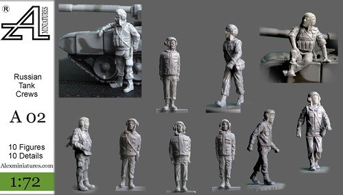 Сборная модель А02 Alex miniatures Набор №2 Экипаж Российских танкистов