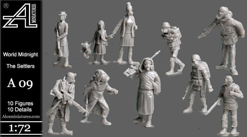 Сборная модель A09 Alex miniatures Набор фигур №9:Мир полуночи Поселенцы