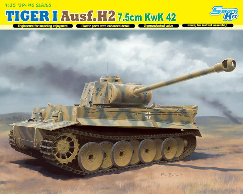 Сборная модель Dragon 6683 Немецкий танк TIGER I Ausf.H2 7.5cm KwK 42, 1/35