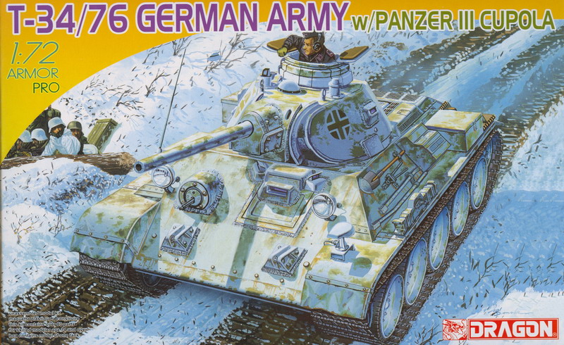 Сборная модель Dragon 7316 Советский танк Т-34/76 немецкая армия с командирским люком Т-III, 1/72