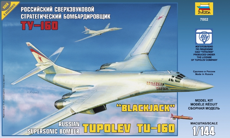 Сборная модель Российский сверхзвуковой стратегический бомбардировщик Ту-160